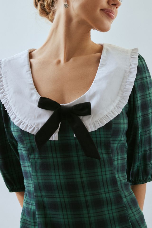 Neon Rose Plaid Collared Mini Dress #2