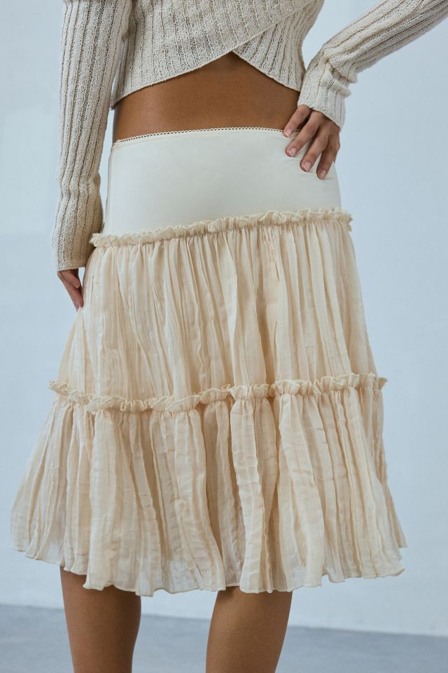 Motel Anahita Tiered Chiffon Midi Skirt #1