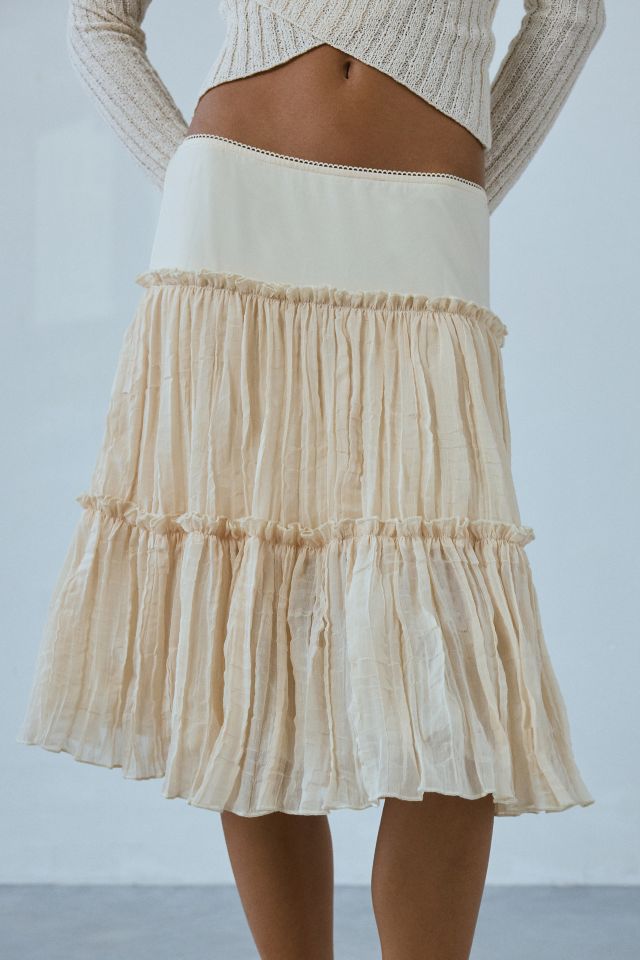 Motel Anahita Tiered Chiffon Midi Skirt #2