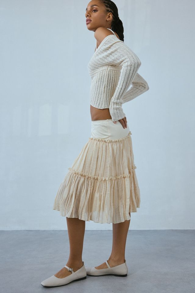 Motel Anahita Tiered Chiffon Midi Skirt #3