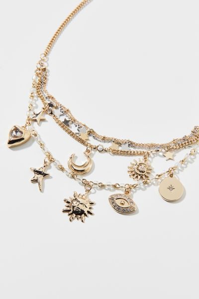 Celestial Layered Charm Necklace