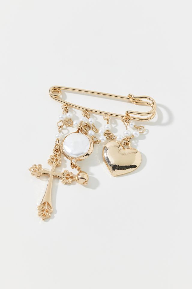 Safety Pin Charm Brooch #1