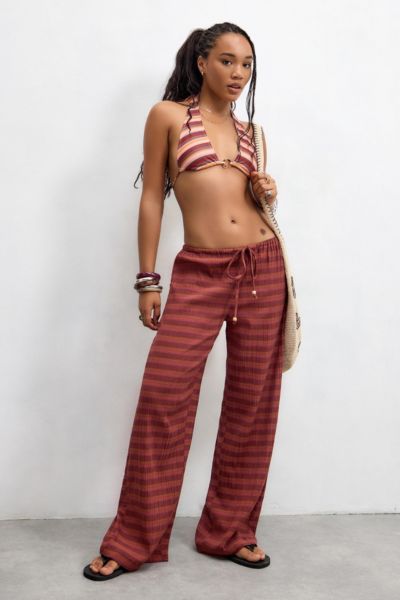 OUT FROM UNDER STRIPE BEACH PANT IN BROWN, WOMEN'S AT URBAN OUTFITTERS 