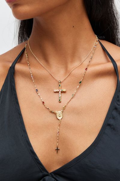Urban Outfitters Blair Cross Layered Necklace In Gold, Women's At  In Gold