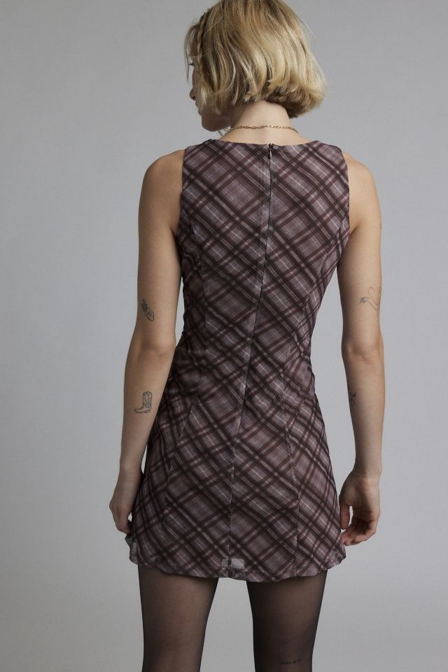 Daisy Street Bow Detail Plaid Mini Dress #3