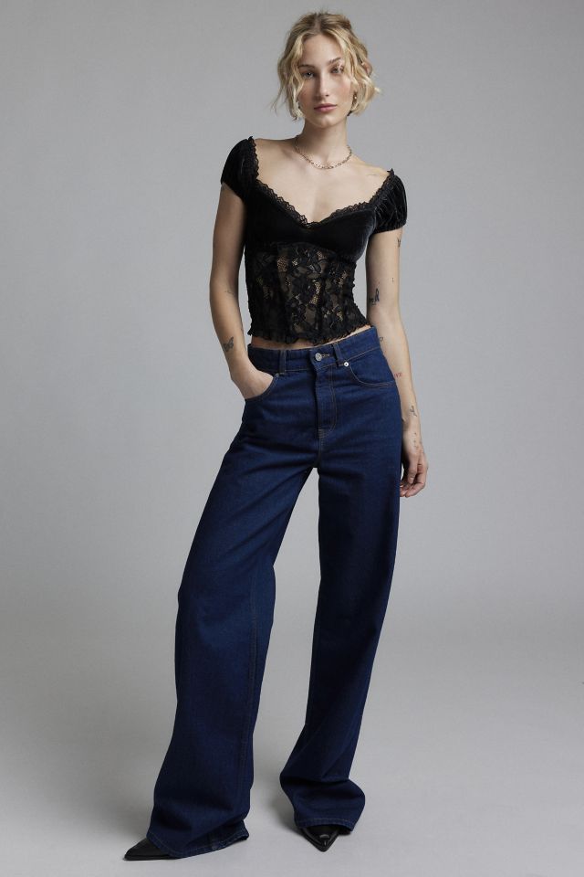 Blouse à manches bouffantes en velours et dentelle Kimchi Blue Elvira #3