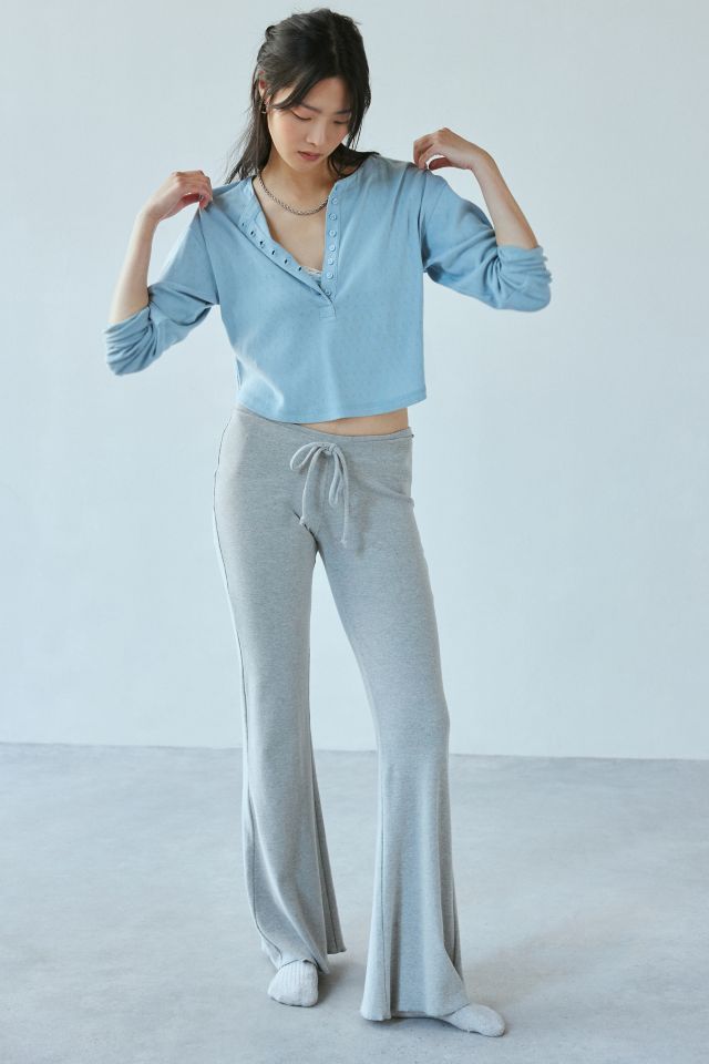 Out From Under Luise Pointelle Knit Long Sleeve Henley Top