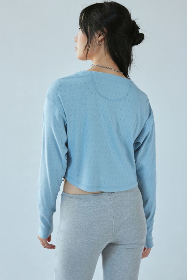 Out From Under Luise Pointelle Knit Long Sleeve Henley Top