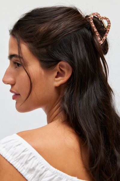 Paisley Heart Claw Clip - Blue