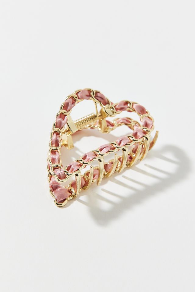 Ribbon Wrapped Heart Claw Clip #1