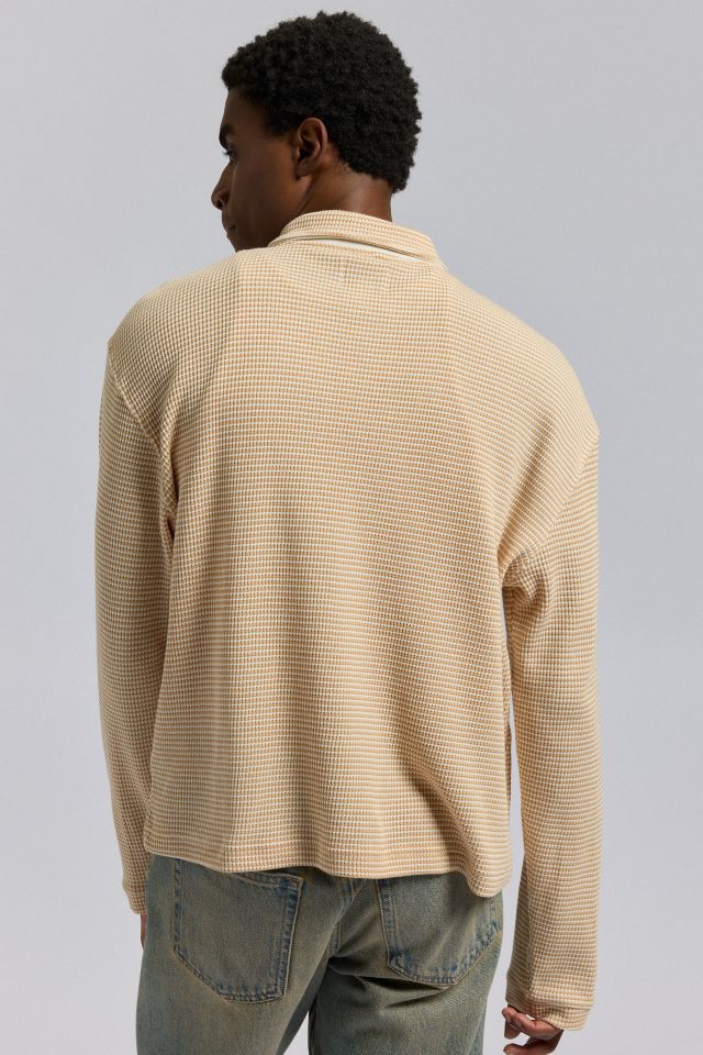 BDG Colton Stripe Thermal Long Sleeve Polo Tee #2
