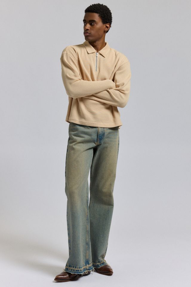 BDG Colton Stripe Thermal Long Sleeve Polo Tee #3