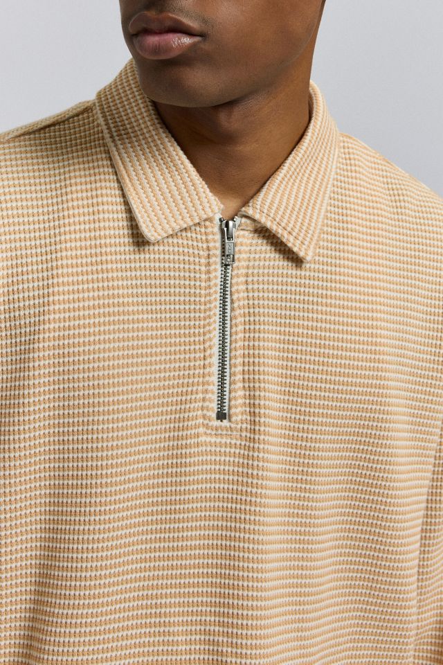 BDG Colton Stripe Thermal Long Sleeve Polo Tee #4