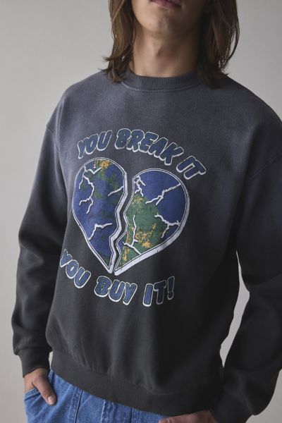Parks Project You Break It You Buy It Graphic Crew Neck Sweatshirt In Black, Men's At Urban Outfitters In Black
