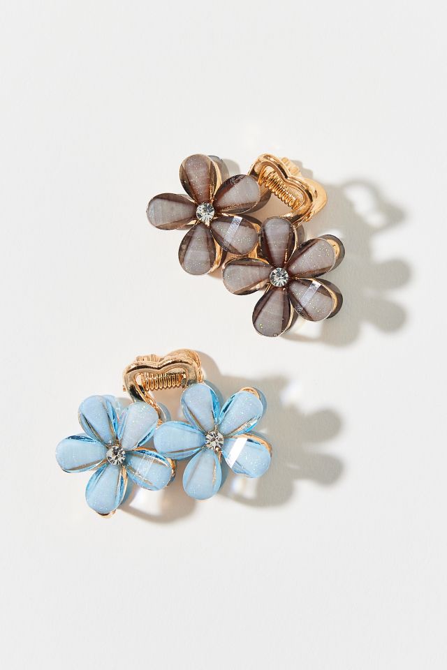Floral Rhinestone Mini Claw Clip Set #1