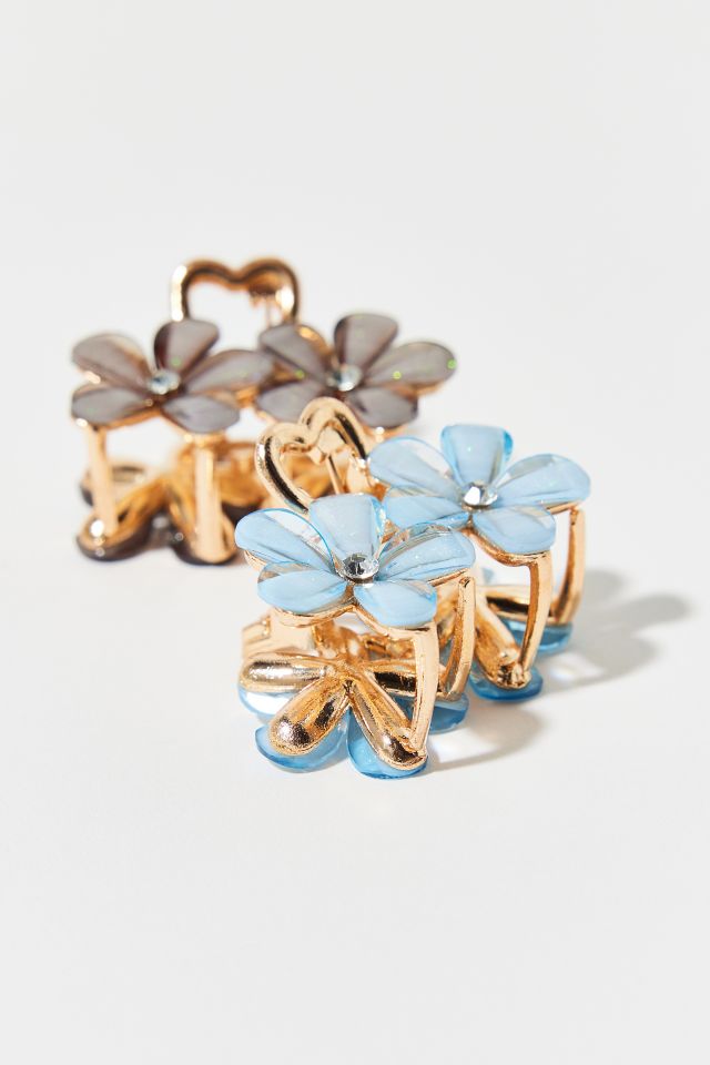 Floral Rhinestone Mini Claw Clip Set #2