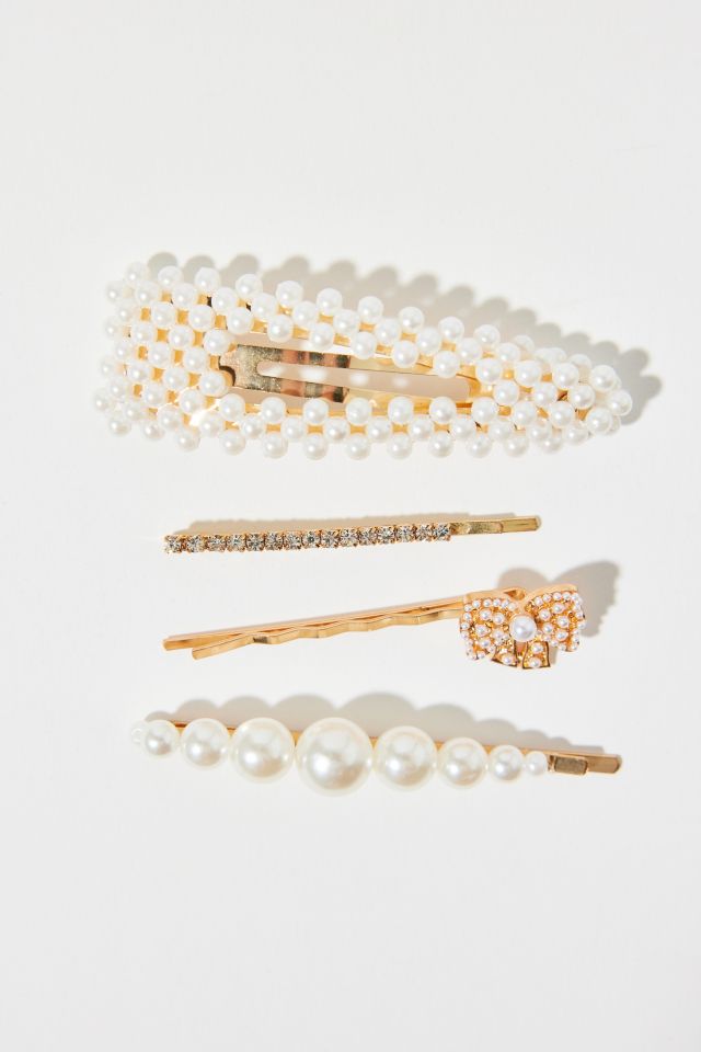 Rhinestone & Pearl Hair Clip Set #1