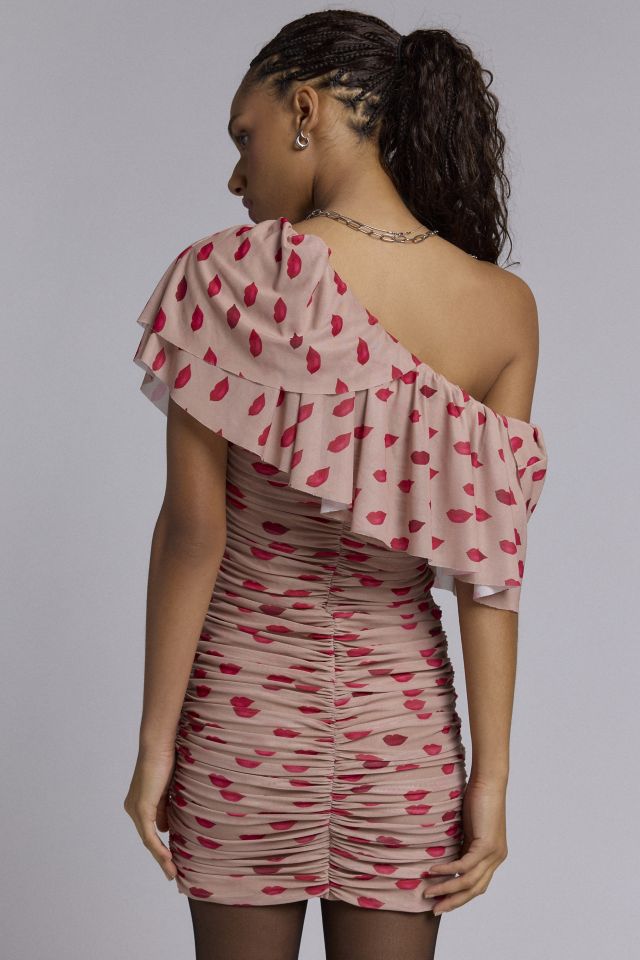 AFRM Vivian Almond Kiss One Shoulder Ruched Mini Dress #3