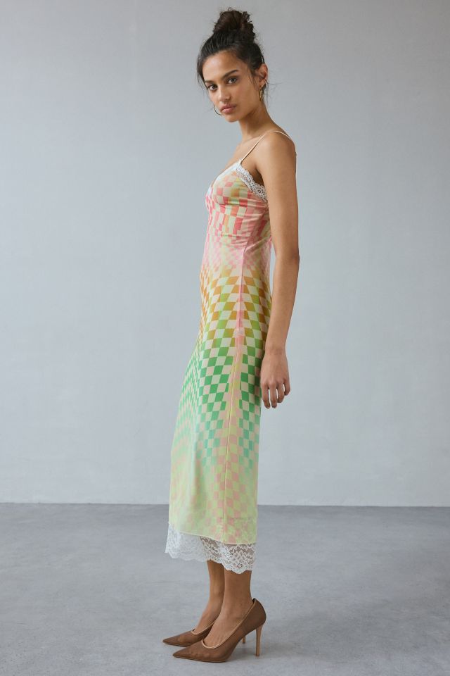 AFRM Nissa Lace Trim Mesh Midi Dress #2