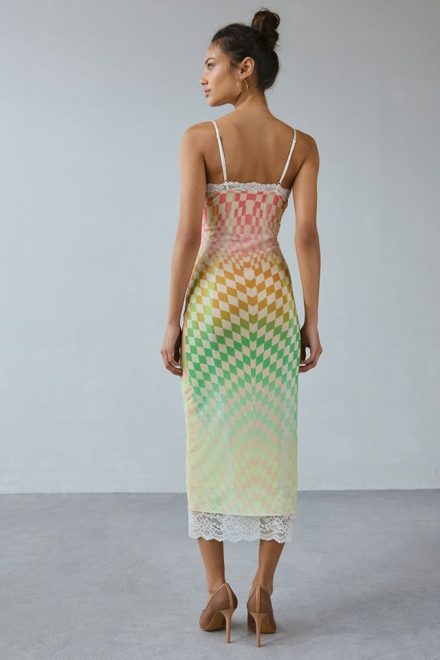 AFRM Nissa Lace Trim Mesh Midi Dress #3