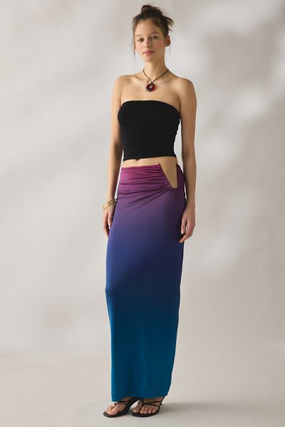 AFRM Aven Hardware Detail Mesh Maxi Skirt