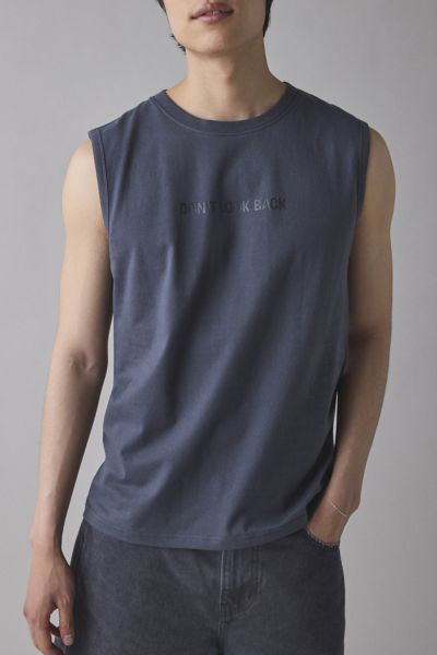 Tee Library Don't Look Back Graphic Muscle Tee In Dark Grey At Urban Outfitters