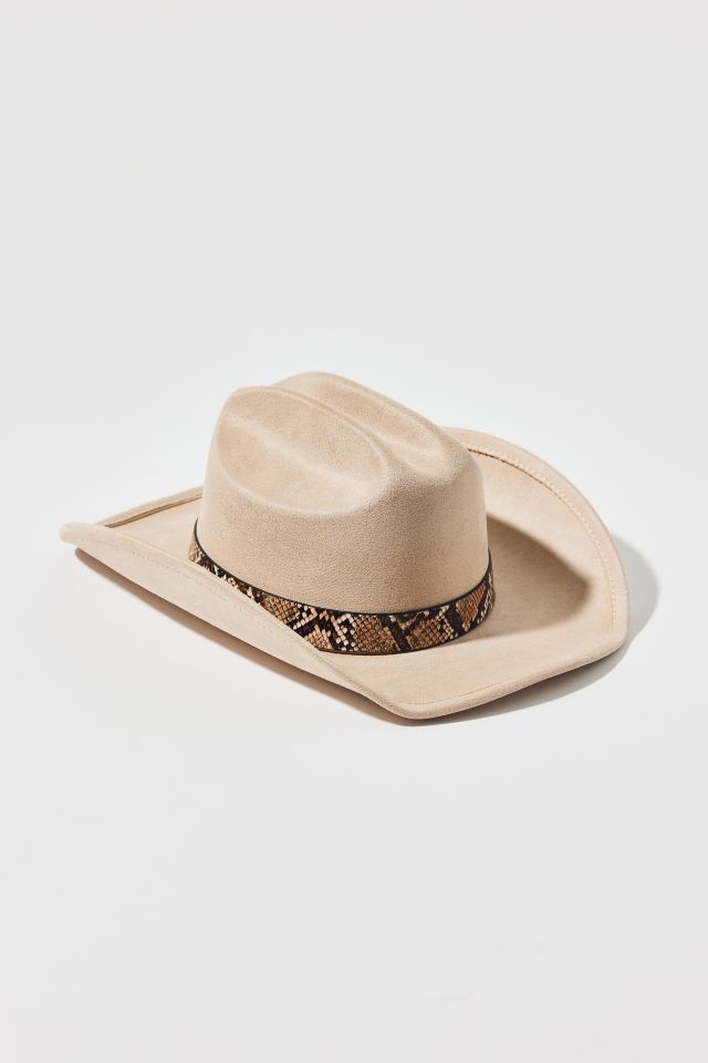 Snakeskin Trim Suede Cowboy #1