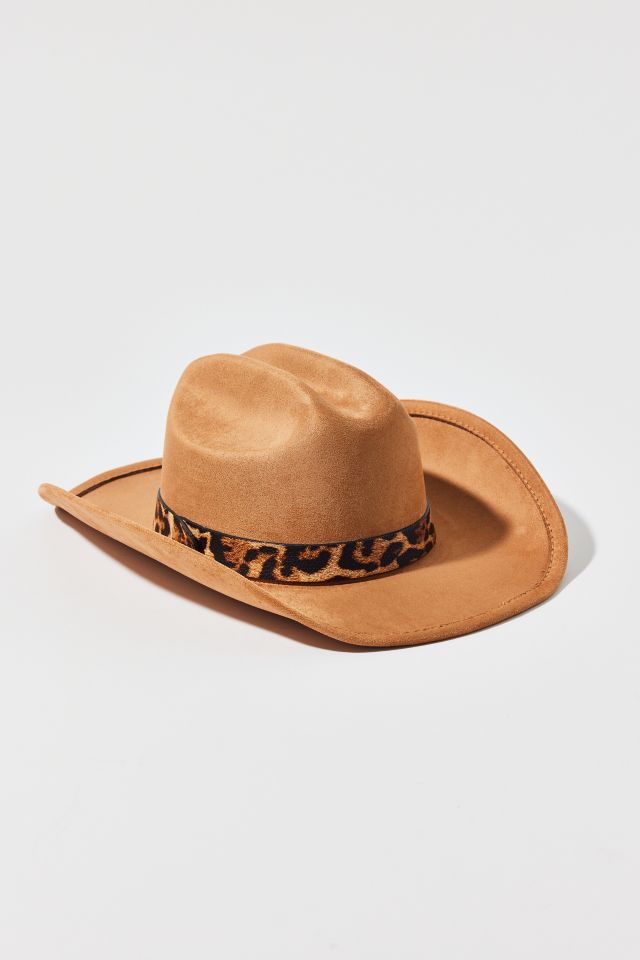 Leopard Trim Suede Cowboy Hat #1