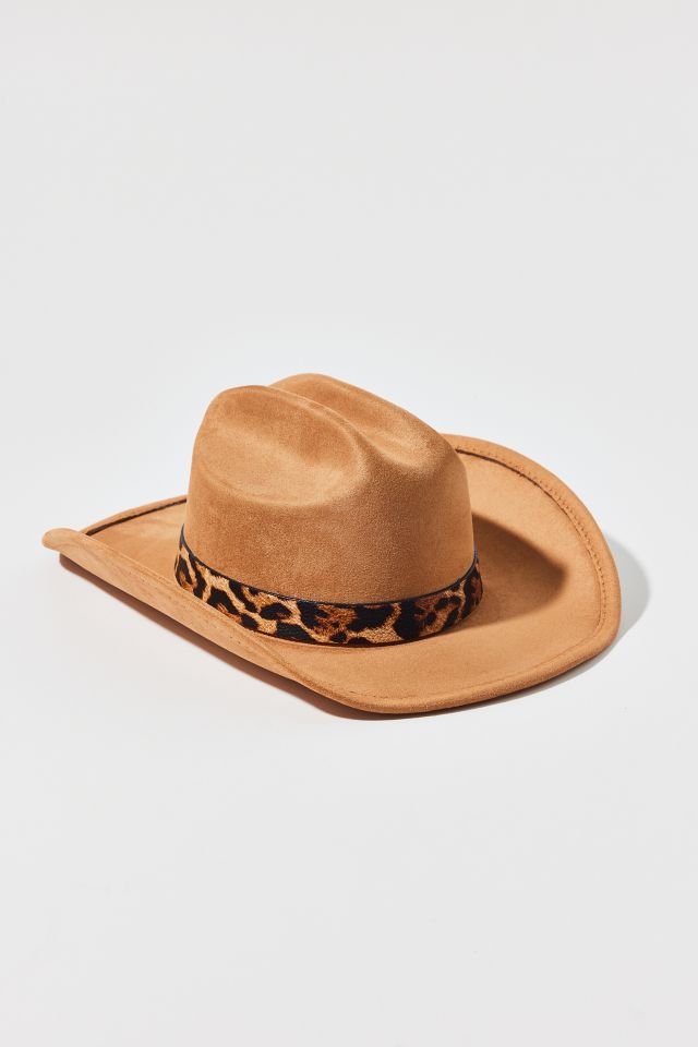 Leopard Trim Suede Cowboy Hat #2