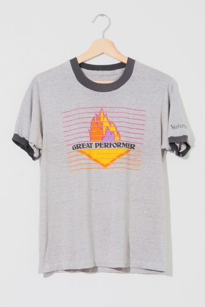 Vintage 1980s Distressed Sheer Flame Graphic Ringer T-Shirt