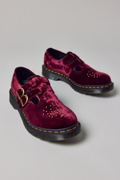 Dr. Martens' Vegan 1460  Velvet Lace Up Boots In Red