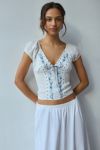 Kimchi Blue Nova Embroidered Smocked Crop Top