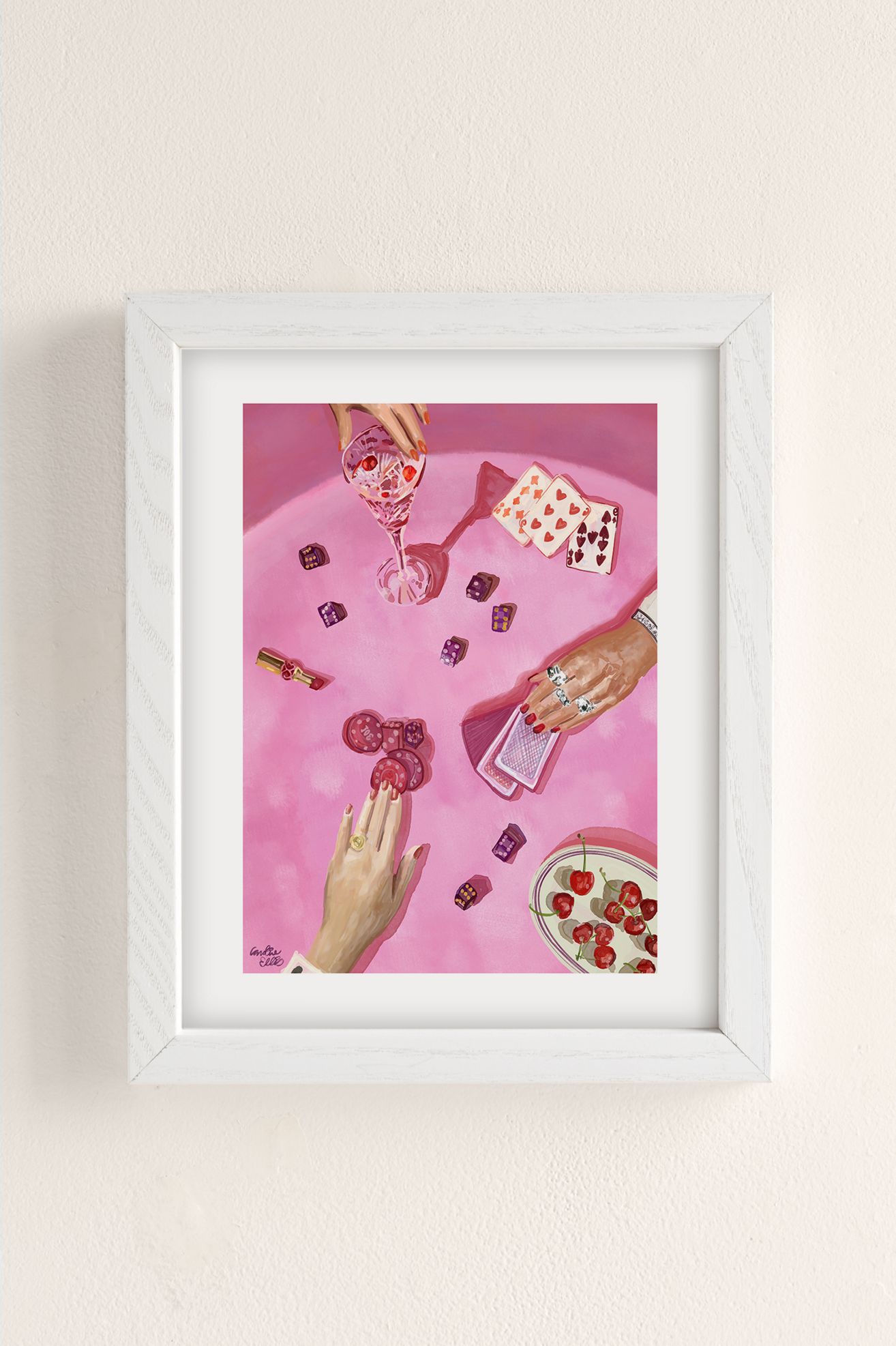 Caroline Ellis Art Ladies Game Night 3 Art Print - White Wood Frame, 18X24