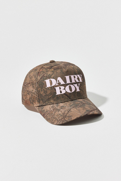 Dairy Boy Brown Camo Baseball Cap - Orange Logo Dairy boy hat - Gem main image 3