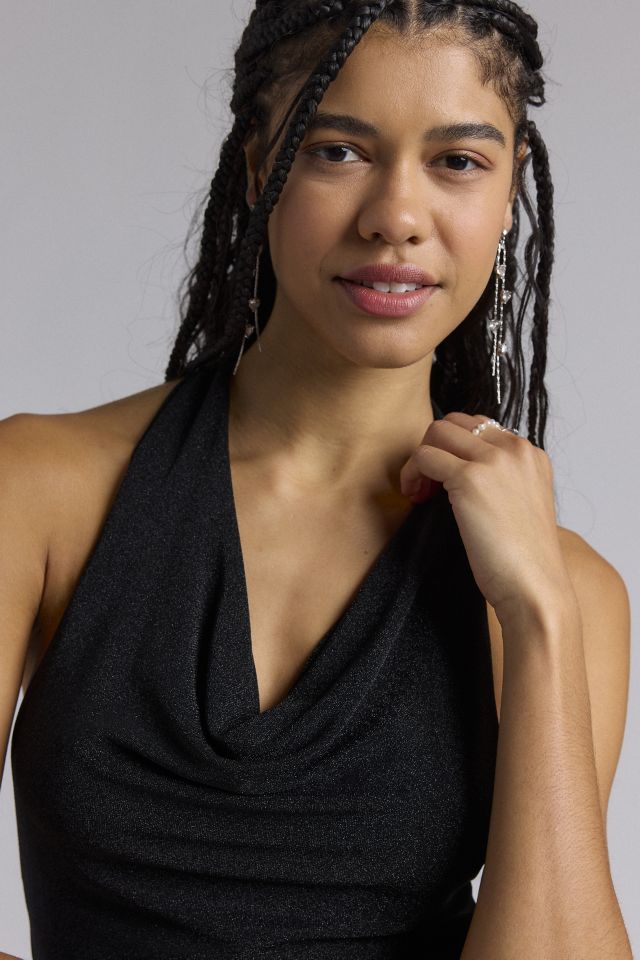UO Pina Shimmer Cowl Neck Halter Mini Dress #2