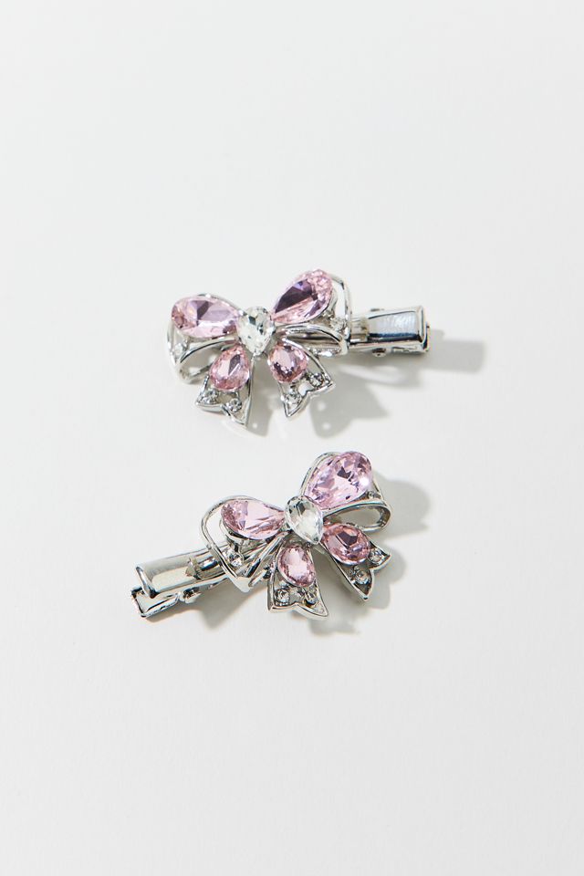 Pink Jewels Bow Hair Clip Set | Urban Outfitters