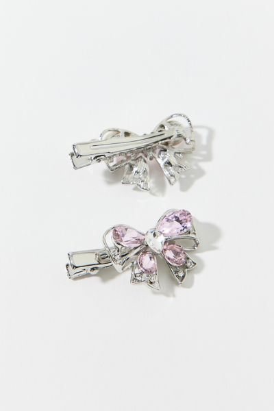 Pink Jewels Bow Hair Clip Set