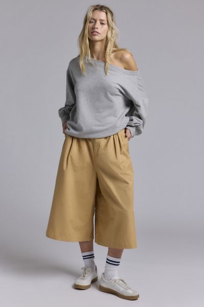 Bdg Kari Twill Cropped Culotte Pant In Lark, Women's At Urban Outfitters In Lark