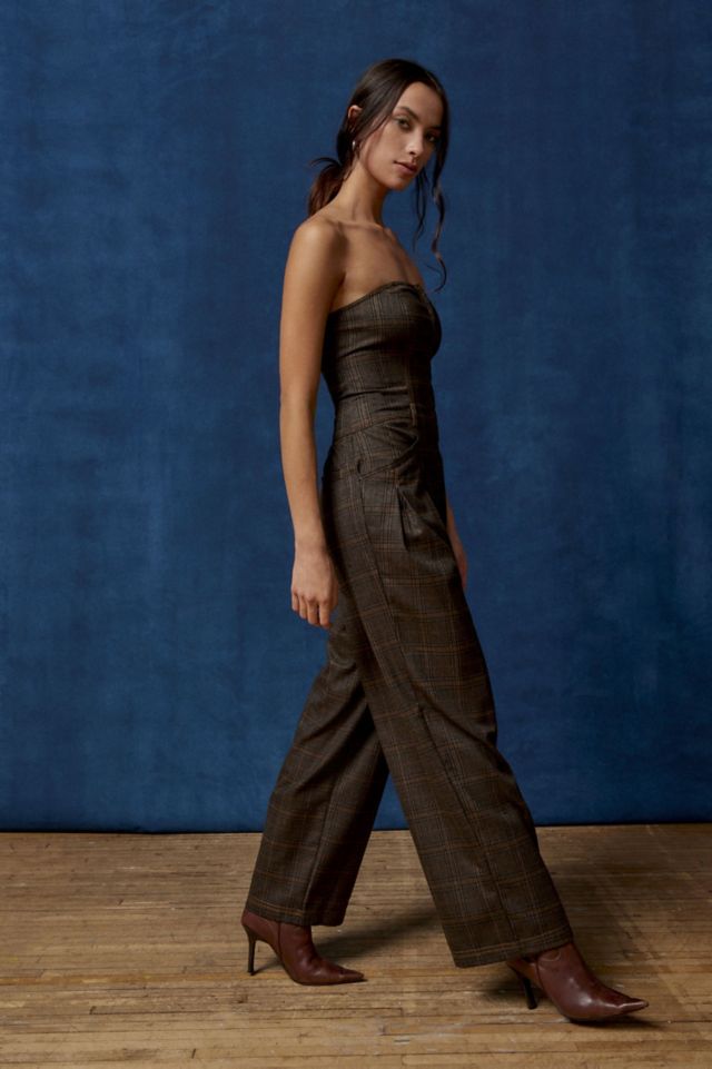 BDG Danny Strapless Plaid Jumpsuit #3