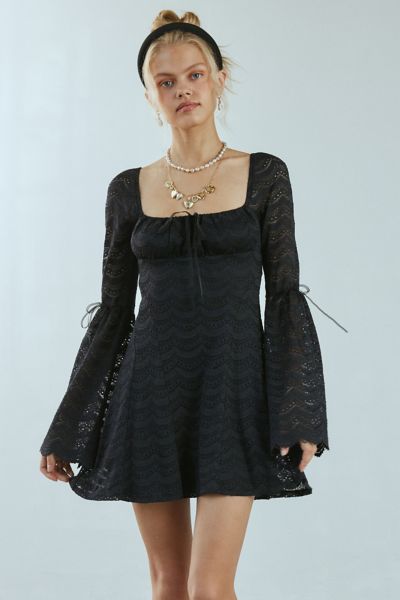 kimchi blue alina scalloped lace bell sleeve mini dress