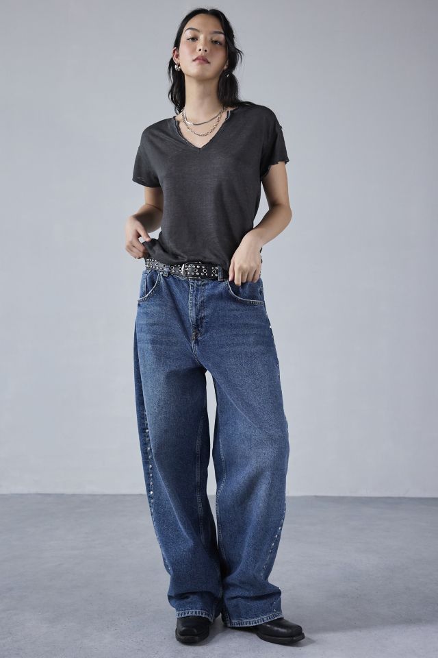 BDG Toni Slub Knit Split V-Neck Tee #2