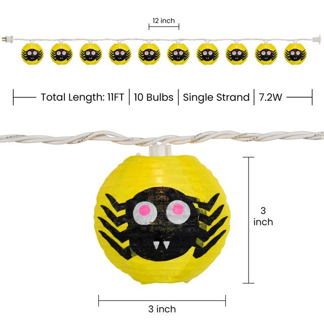 Spooky Spider Paper Lantern 8ft String Lights #4