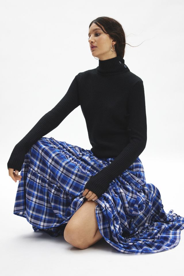 ReMADE By UO Remnants Plaid Tiered Maxi Skirt #2