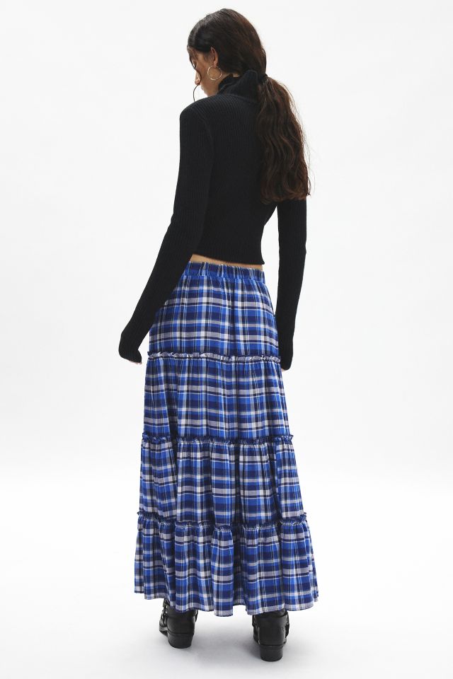 ReMADE By UO Remnants Plaid Tiered Maxi Skirt #3