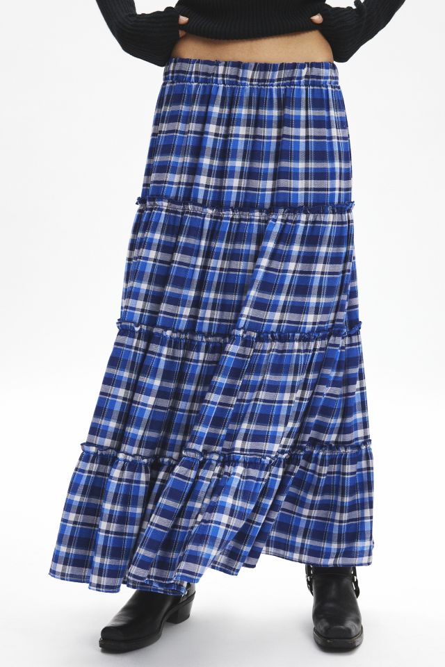 ReMADE By UO Remnants Plaid Tiered Maxi Skirt #4
