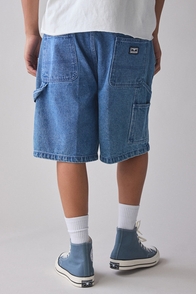 OBEY Bermuda Uomo In Denim Easy, Pantaloncini Carpenter Con Vita Elastica E Coulisse, Colore: Lin - 3