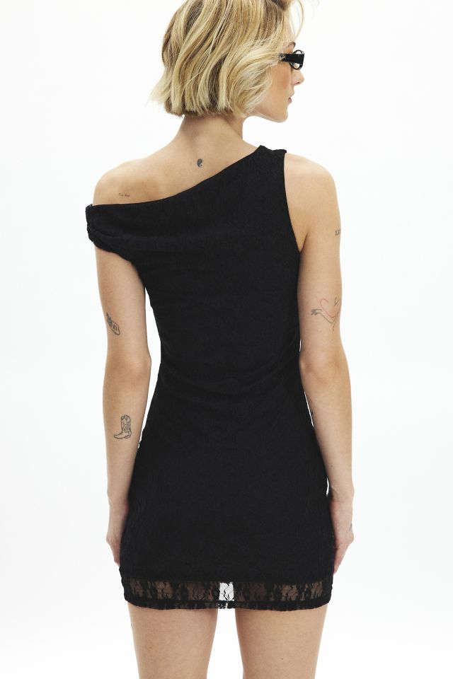 Robe Mini en Dentelle Asymétrique Épaules Dénudées UO Up All Night #3