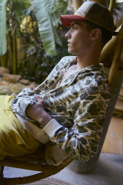 BDG BONFIRE GRAPHIC FULL ZIP HOODIE SWEATSHIRT IN NEUTRAL, MEN'S AT URBAN OUTFITTERS 