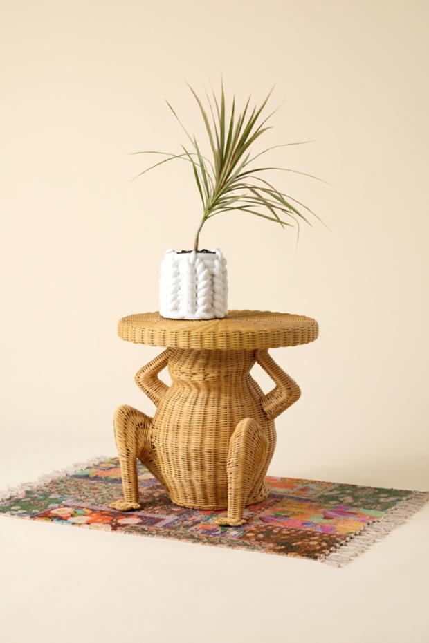 Frog Shaped Rattan Side Table