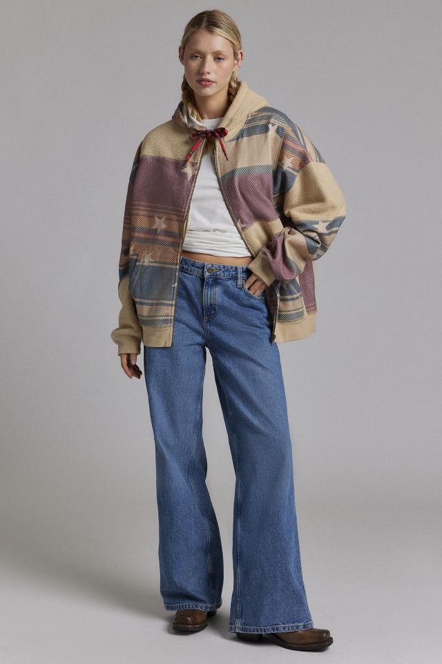 BDG Hunter Patchwork Fleece Zip Up Hoodie Sweatshirt #2